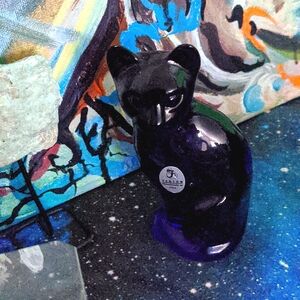 Blue Glass Cat Fenton cobalt glass Taller